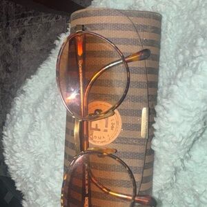 Fendi Brown and Black Striped Clutch